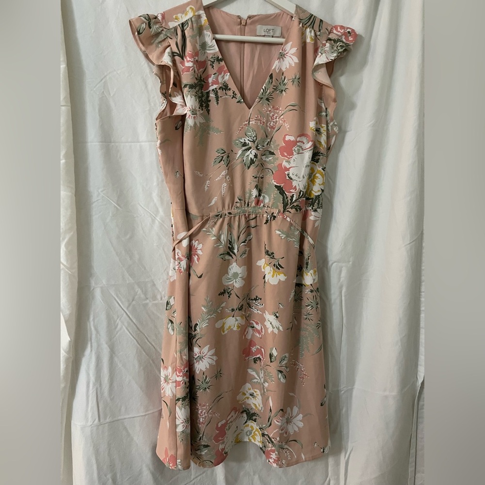 LOFT Floral Mini Dress - Pink and Green